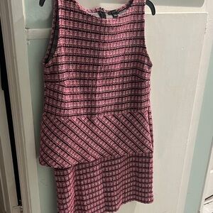 Ann Taylor Pink and Black Tweed Peplum and Skirt Set